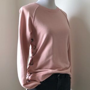 SINCERELY JULES PINK SIDE LACE UP SWEATSHIRT M